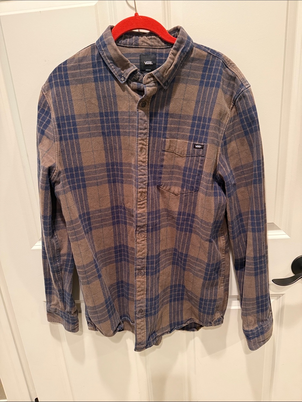 Vans classic fit Vans flannel brown/blue plaid size medium